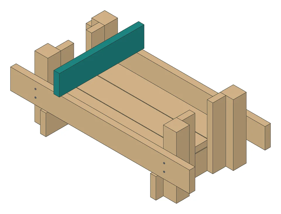 A step from the Farmhouse Coffee Table manual: the new part in teal