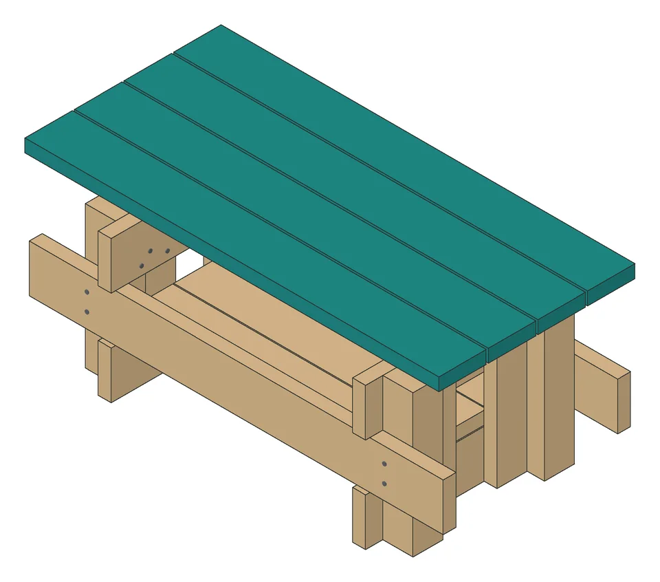 A step from the Farmhouse Coffee Table manual: the new part in teal