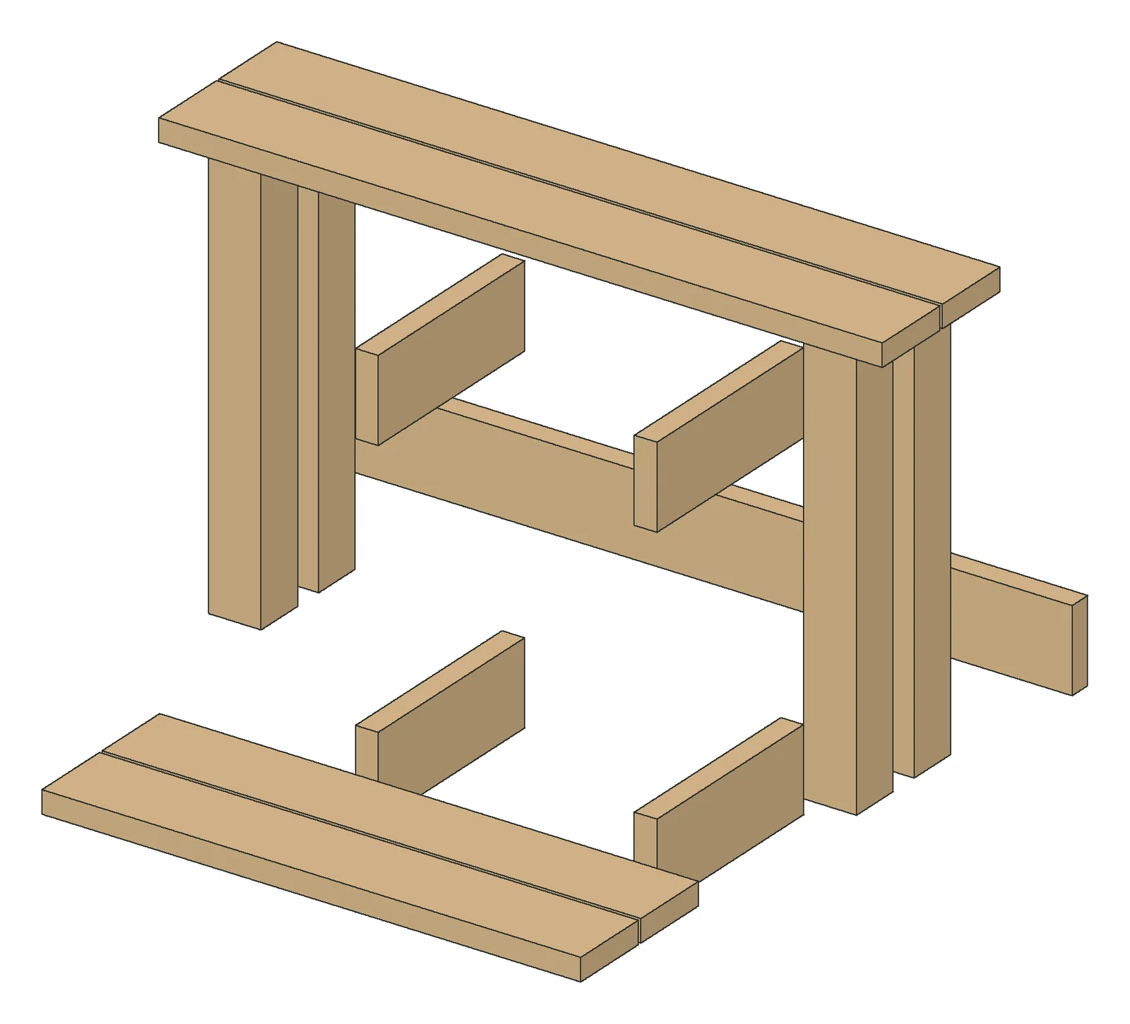 The parts of the Narrow Console Table, laid out