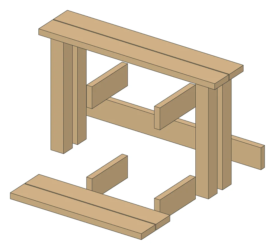 The parts of the Narrow Console Table, laid out