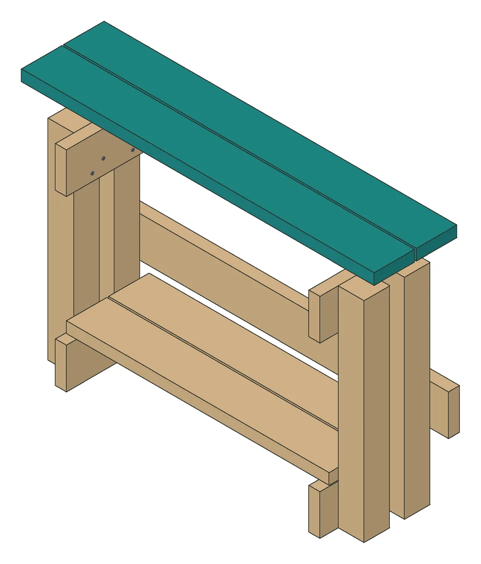 A step from the Narrow Console Table manual: the new part in teal