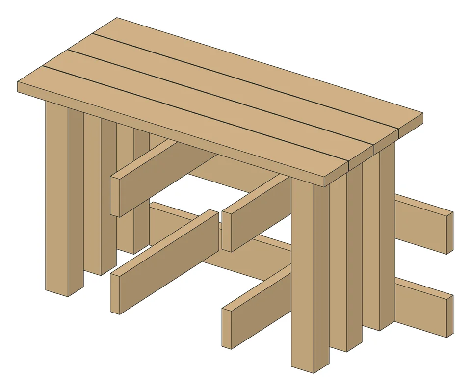 The parts of the Farmhouse Desk, laid out