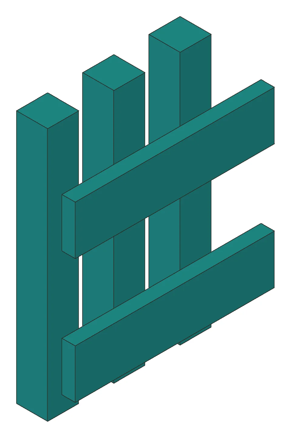 A step from the Farmhouse Desk manual: the new part in teal