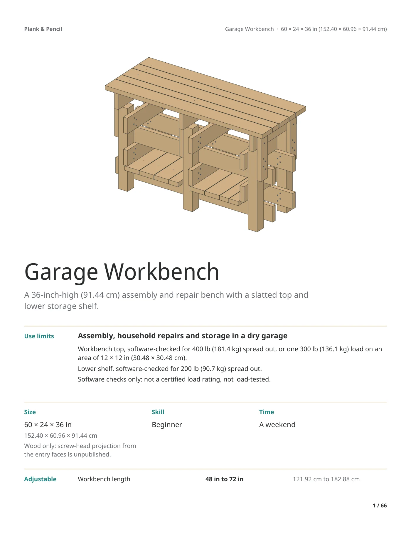 Page 1 of the Garage Workbench manual