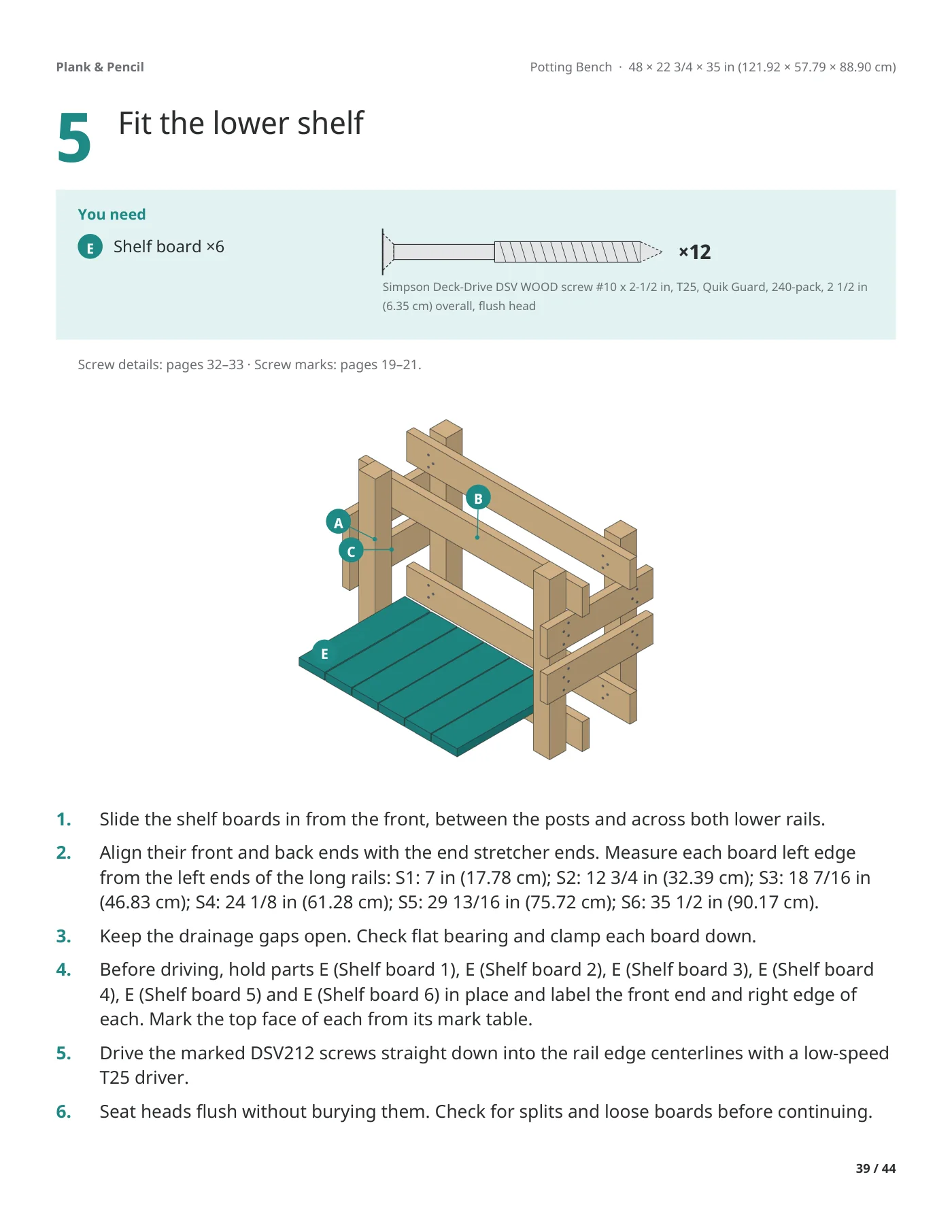 Page 39 of the Potting Bench manual