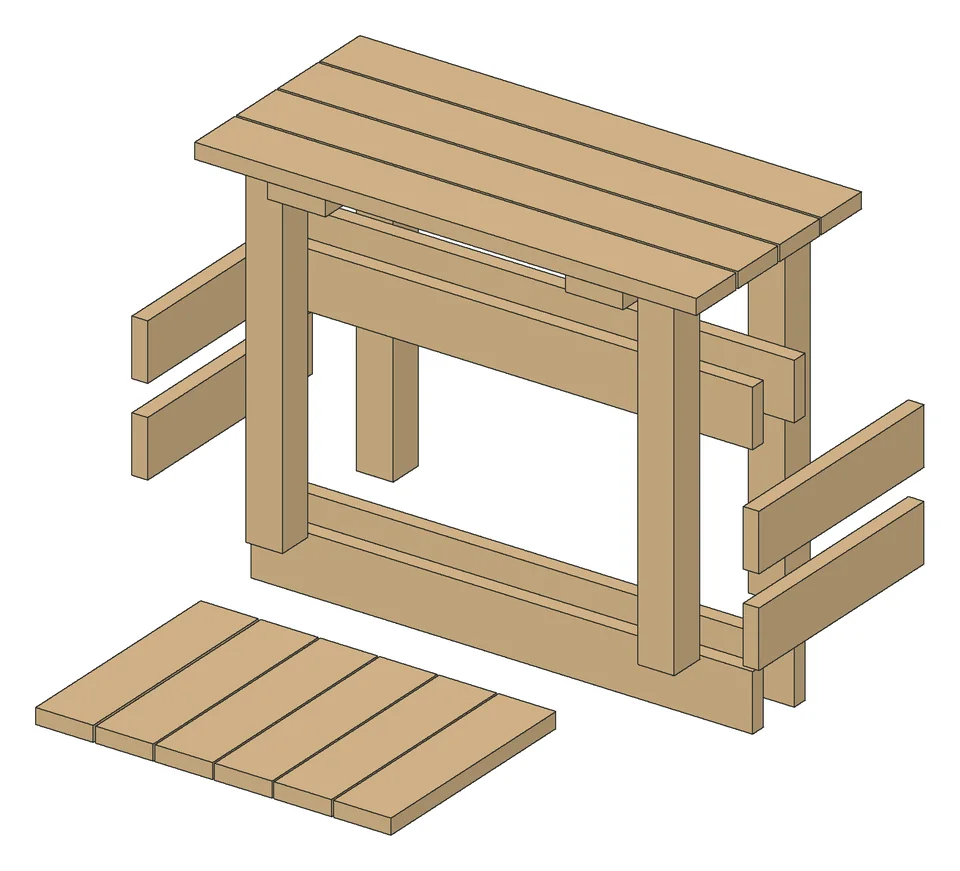 The parts of the Potting Bench, laid out
