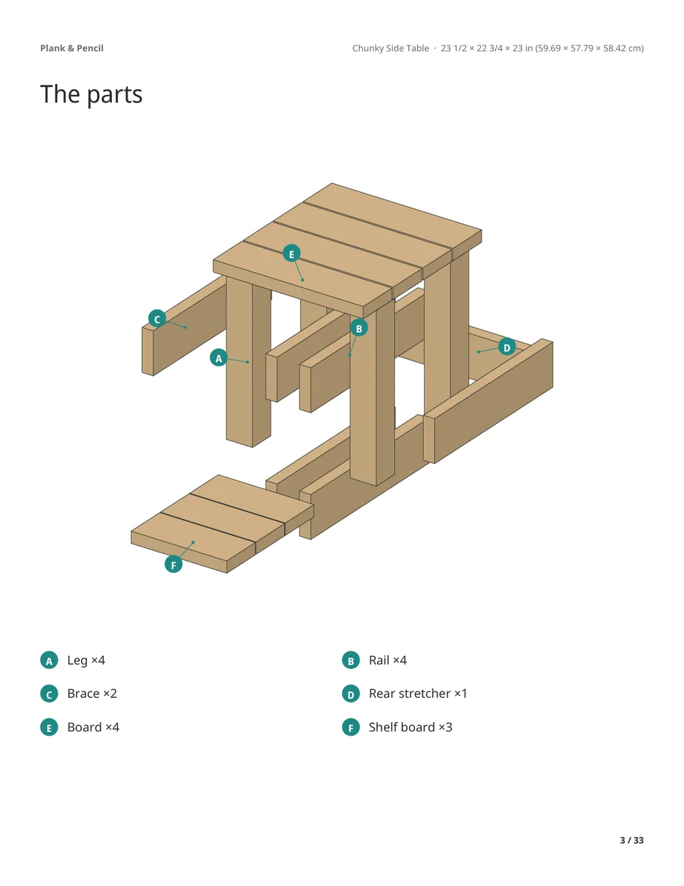 Page 3 of the Chunky Side Table manual
