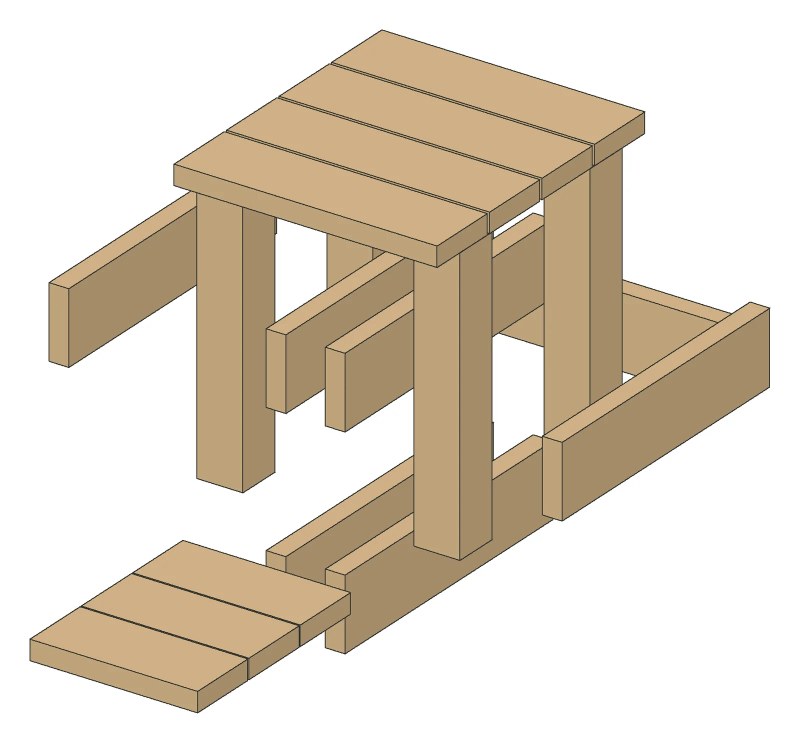 The parts of the Chunky Side Table, laid out