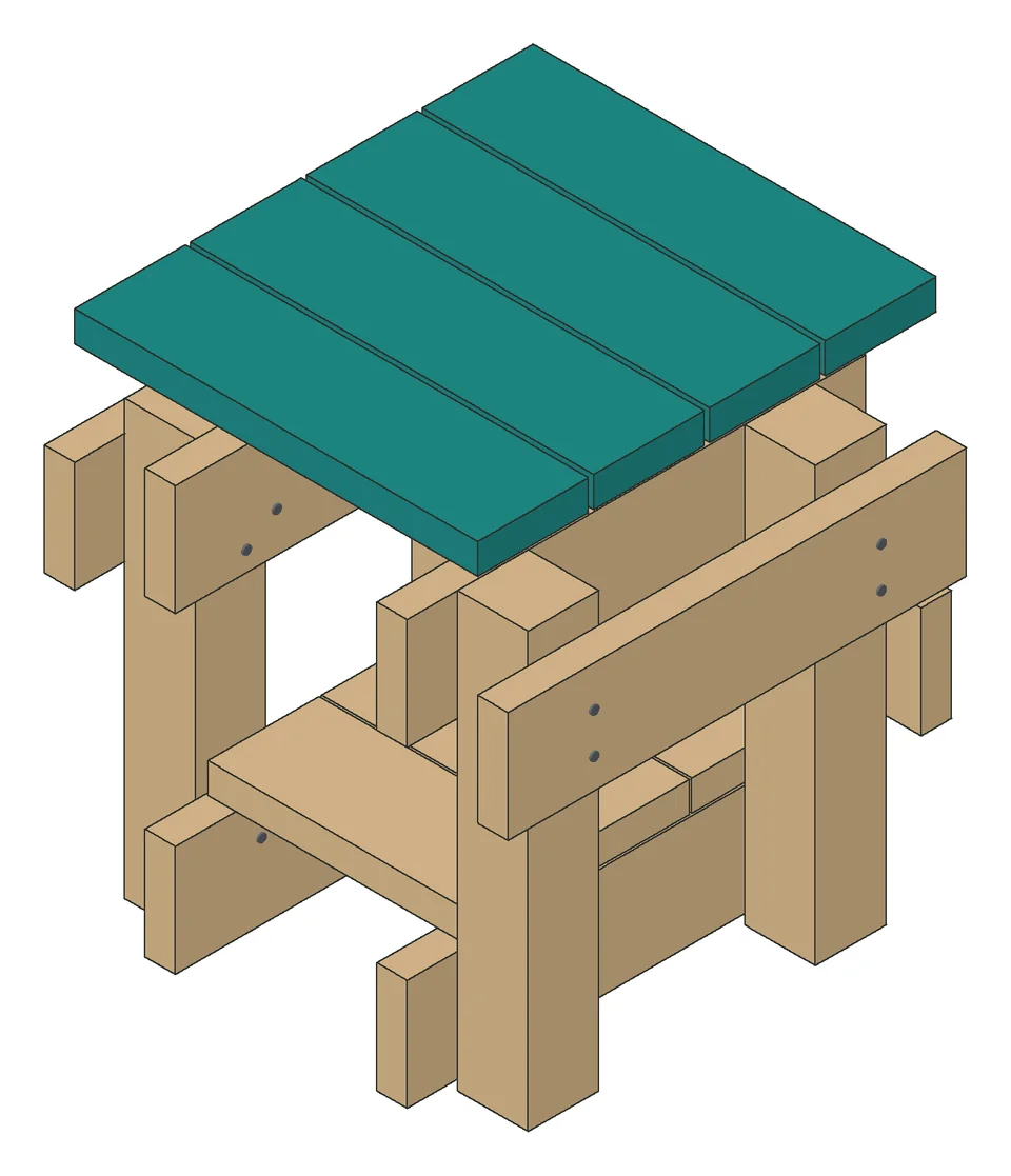 A step from the Chunky Side Table manual: the new part in teal