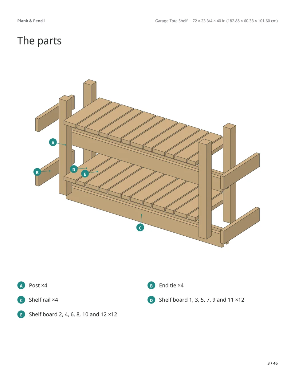 Page 3 of the Garage Tote Shelf manual