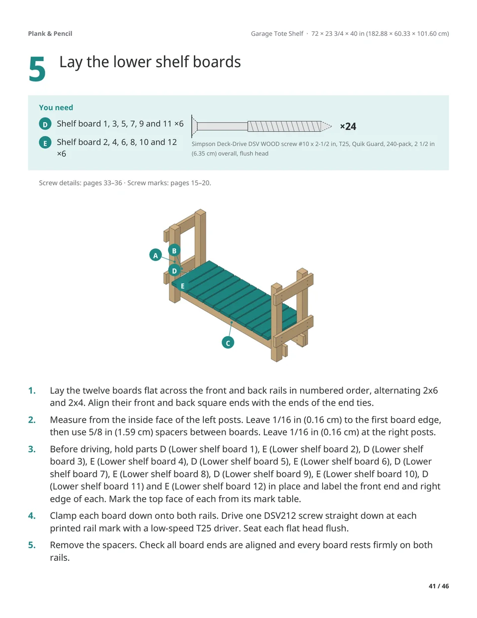 Page 41 of the Garage Tote Shelf manual
