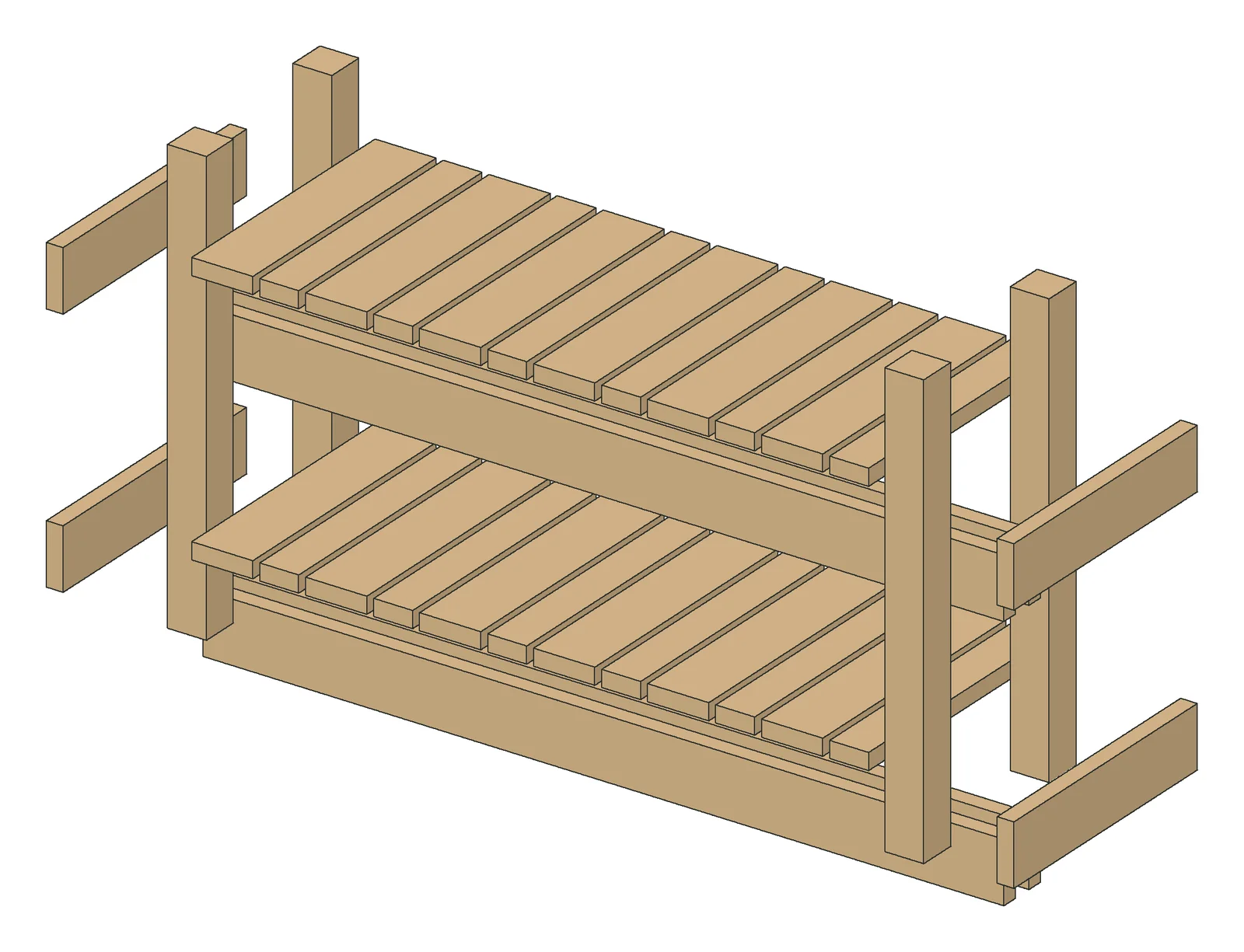 The parts of the Garage Tote Shelf, laid out