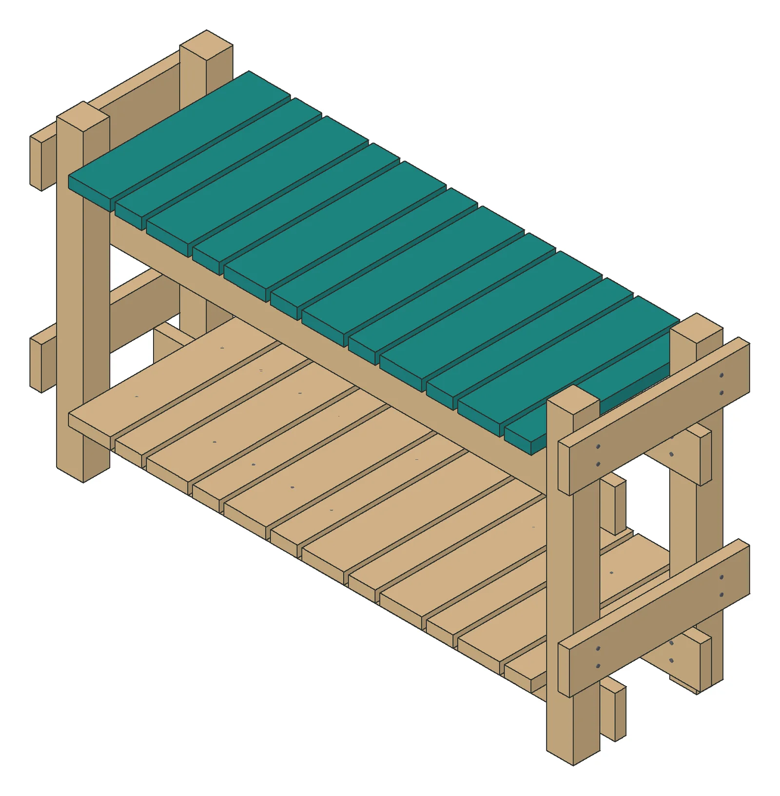 A step from the Garage Tote Shelf manual: the new part in teal