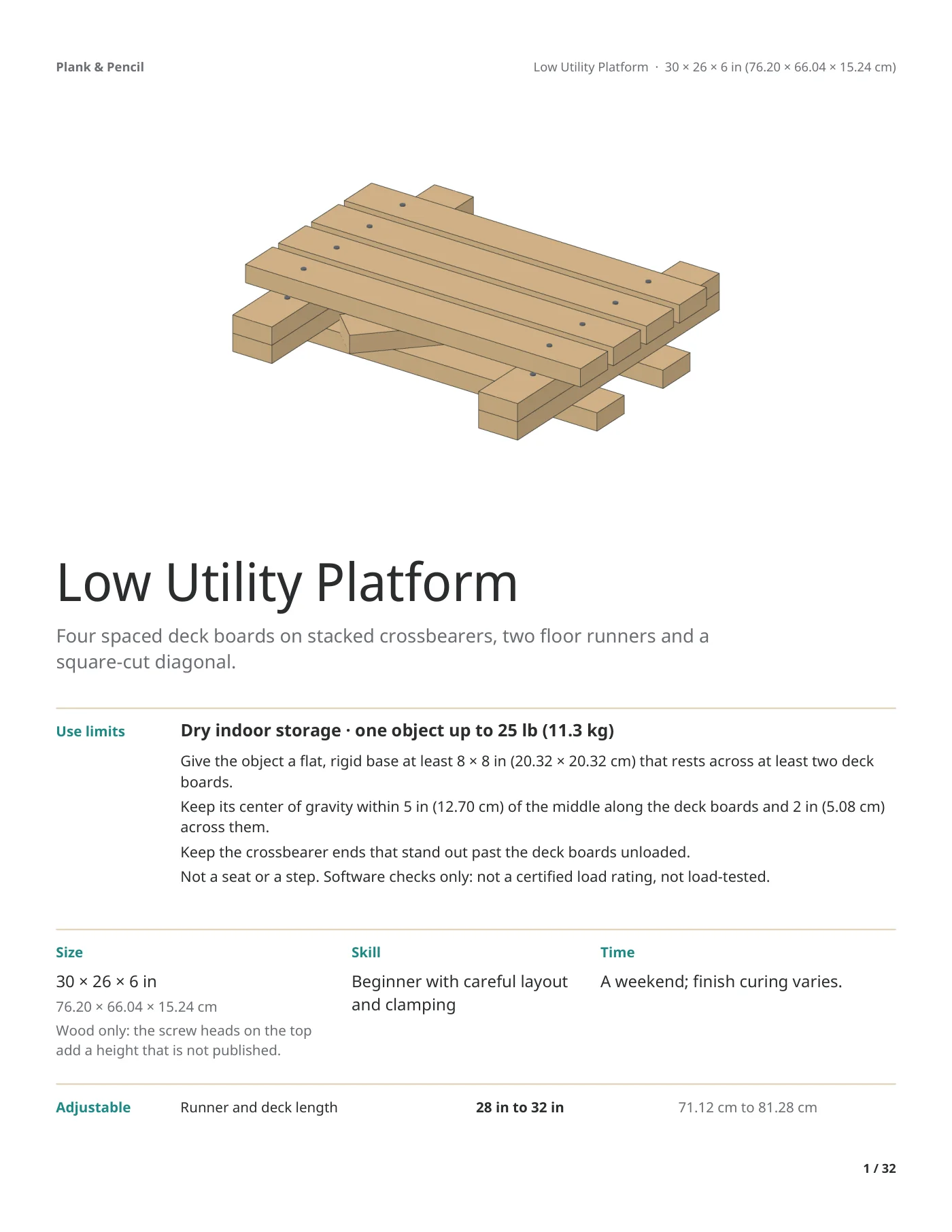 Page 1 of the Low Utility Platform manual