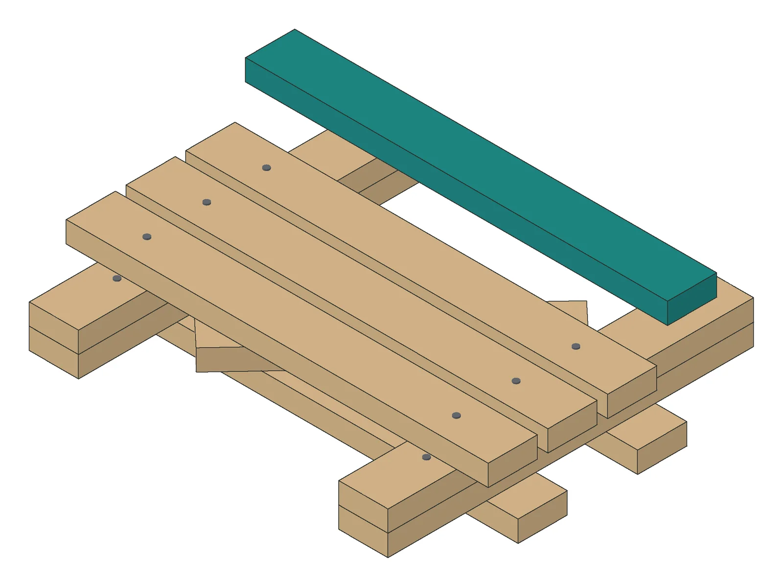 A step from the Low Utility Platform manual: the new part in teal